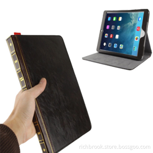 Retro Book Style Flip Leather Case with Holder for iPad